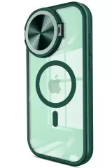 Newface İphone 14 Pro Max Kılıf Teleskop Lens Magsafe Silikon Kapak - Koyu Yeşil