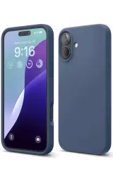 Newface İphone 16 Plus Kılıf Nano İçi Kadife Silikon - Lacivert