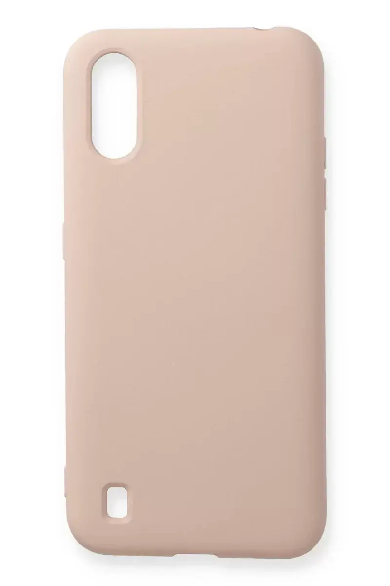 Newface Samsung Galaxy A01 Kılıf Nano İçi Kadife Silikon - Pudra