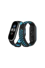 Newface Xiaomi Mi Band 6 Spor Delikli Kordon - Siyah-mavi-beyaz