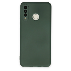 Huawei P30 Lite Kılıf Nano İçi Kadife Silikon - Koyu Yeşil