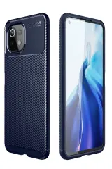 Newface Xiaomi Mi 11 Lite Kılıf Auto Focus Karbon Kapak - Lacivert