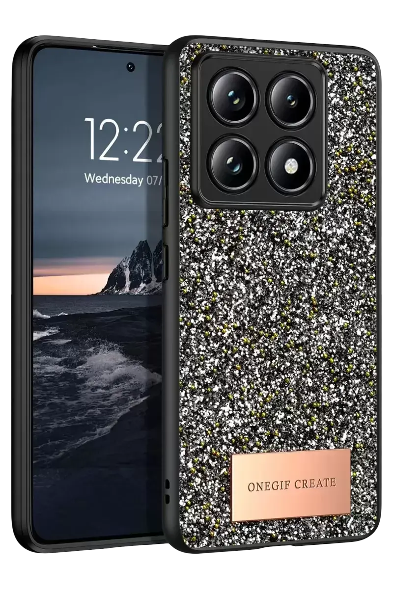 Onegif Xiaomi Mi 14t Pro Bright Simli Kapak - Gümüş
