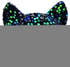 Siyah Kadife Mavi Yeşil Parti Maskesi