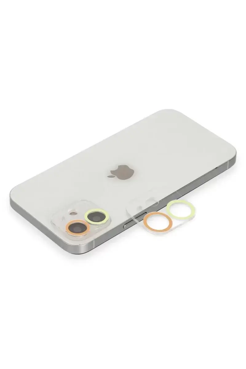 Newface İphone 12 Mini Renkli Kamera Lens Koruma Cam - Sarı-turuncu