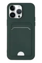 Newface İphone 14 Pro Kılıf Kelvin Kartvizitli Silikon - Koyu Yeşil