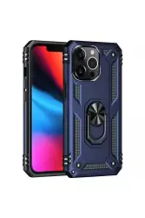 Newface İphone 13 Pro Kılıf Sofya Yüzüklü Silikon Kapak - Lacivert