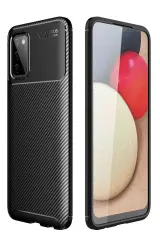 Newface Samsung Galaxy A02s Kılıf Auto Focus Karbon Kapak - Siyah