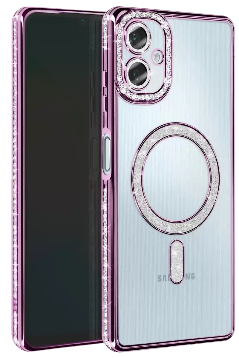 Newface Samsung Galaxy A06 Joke Simli Magneticsafe Kılıf - Derin Mor