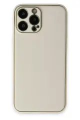 Newface İphone 13 Pro Kılıf Coco Deri Silikon Kapak - Beyaz