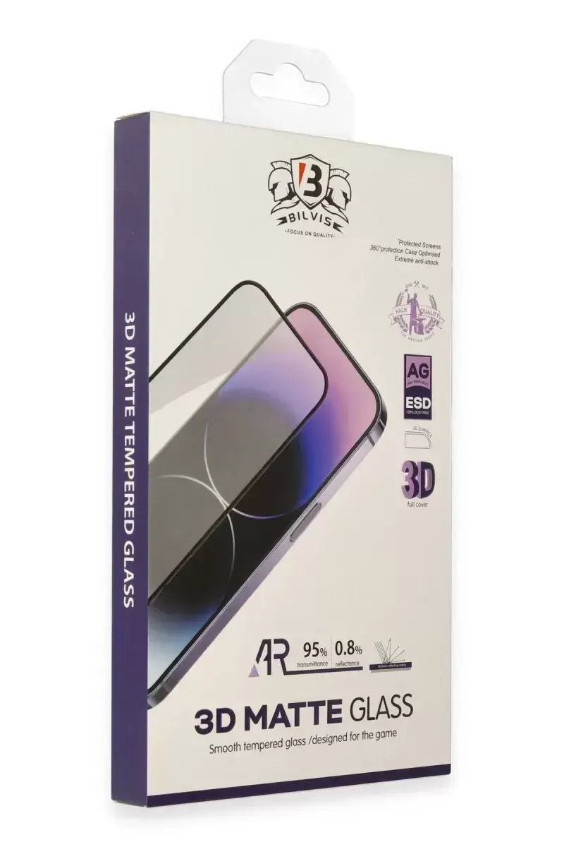 Newface İphone 15 Bilvis 3d Mat Cam Ekran Koruyucu
