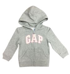 Gap Logo Kapüşonlu Fermuarlı Sweatshirt 18-24 Ay - Gri Pembe