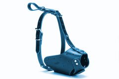 Doggie Eğitim Serisi Deri El Yapımı Uzun Burunlu Köpek Ağızlığı 2x65 cm Mavi