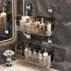 Sunup Sn-29266 Vantuzlu Şeffaf Banyo Mutfak Rafı Organizer