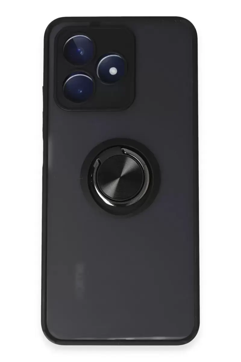 Newface Realme C53 Kılıf Montreal Yüzüklü Silikon Kapak - Siyah