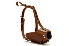 Doggie Eğitim Serisi Deri El Yapımı Uzun Burunlu Köpek Ağızlığı 2x80 cm Kahverengi