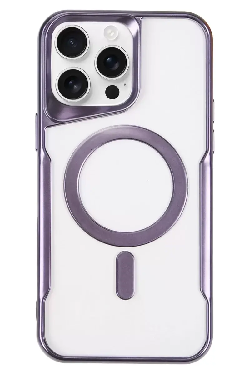 Newface İphone 16 Pro Kılıf Boyi Magsafe Silikon Kapak - Derin Mor