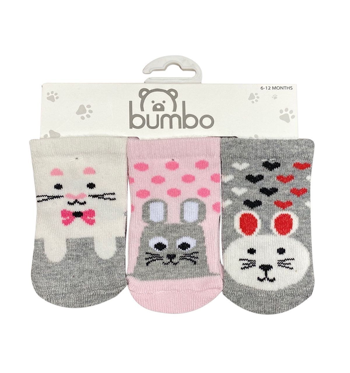 Bumbo 3Lü Bebek Çorabı 0-6 Ay - Kedicik