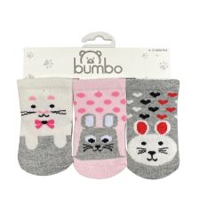 Bumbo 3Lü Bebek Çorabı 0-6 Ay - Kedicik