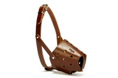 Doggie Eğitim Serisi Deri El Yapımı Kısa Burunlu Köpek Ağızlığı 1,5x45 cm Kahverengi