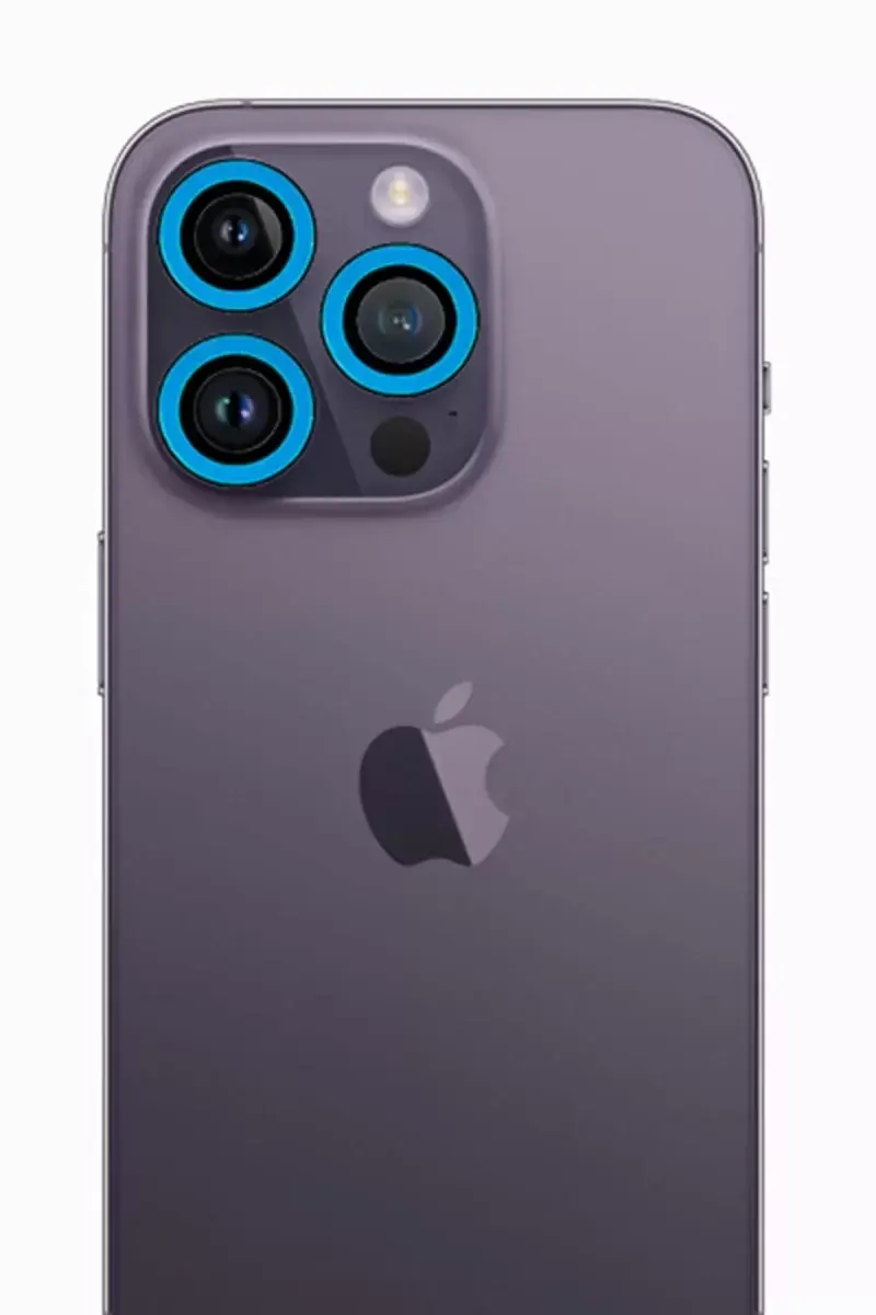 Newface İphone 13 Pro Max Neon Fosforlu Kamera Lens - Mavi
