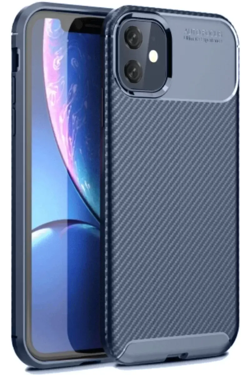 Newface İphone 11 Kılıf Auto Focus Karbon Kapak - Lacivert