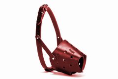 Doggie Eğitim Serisi Deri El Yapımı Kısa Burunlu Köpek Ağızlığı 1,5x45 cm Kırmızı