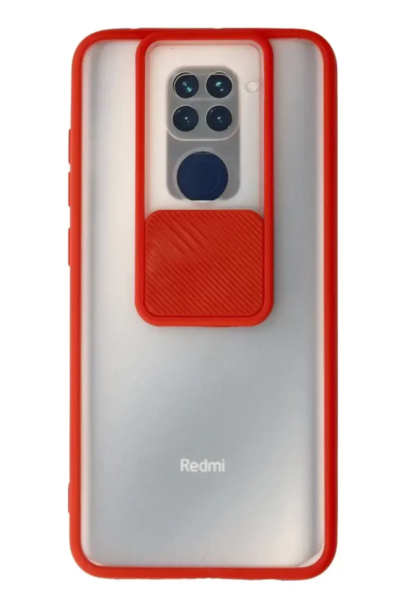 Newface Xiaomi Redmi Note 9 Kılıf Palm Buzlu Kamera Sürgülü Silikon - Kırmızı