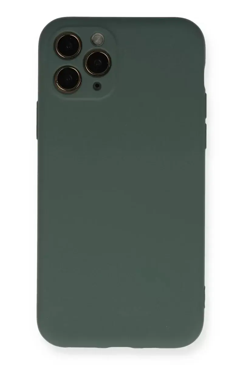 Newface İphone 11 Pro Kılıf Nano İçi Kadife Silikon - Koyu Yeşil