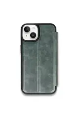 Newface Apple İphone 15 Kılıf Flip Cover - Koyu Yeşil