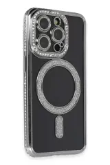 Newface İphone 14 Pro Max Kılıf Joke Simli Magneticsafe Kılıf - Gri