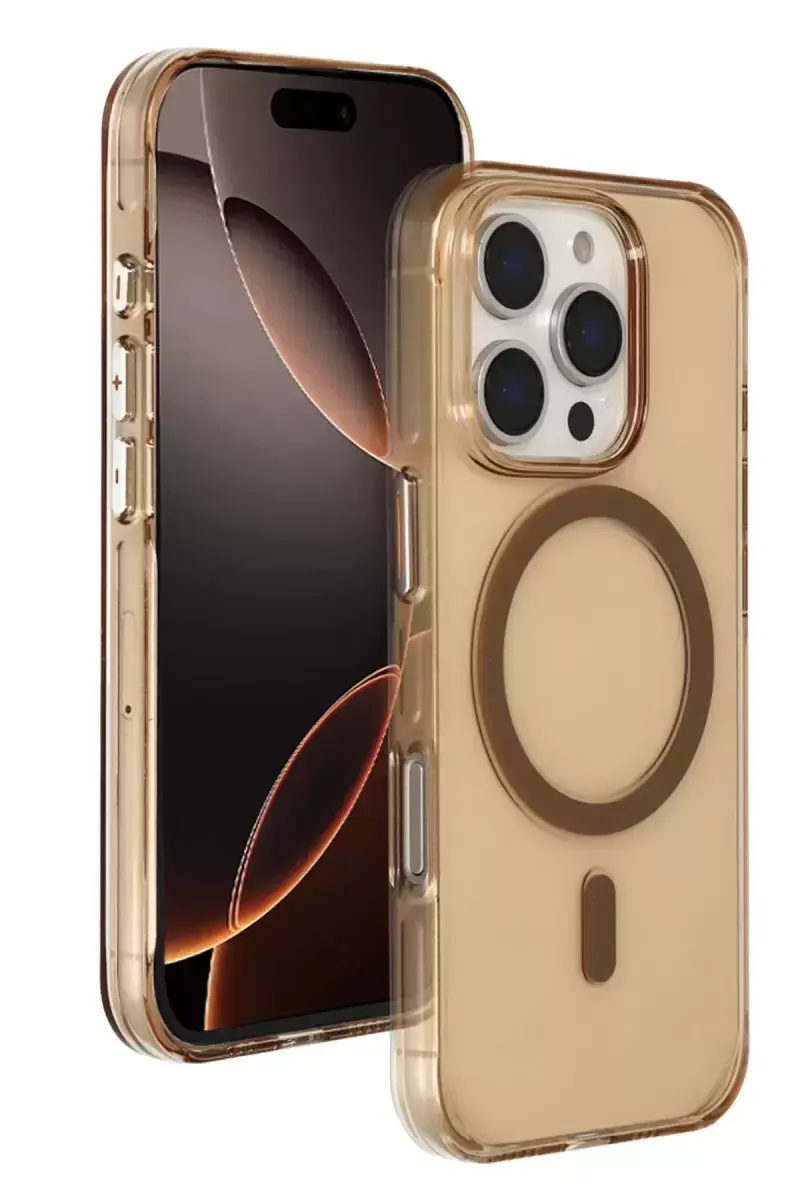 Joko İphone 16 Pro Max Gleam Pc Sert Magsafe Kılıf - Şeffaf-gold