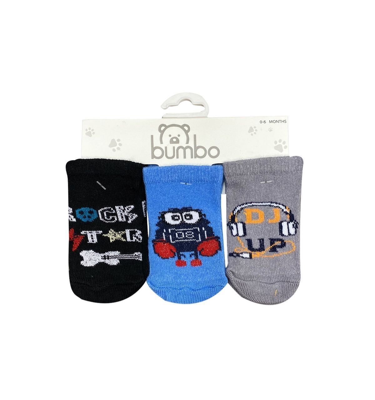 Bumbo 3Lü Bebek Çorabı 6-12 Ay - Rock Star