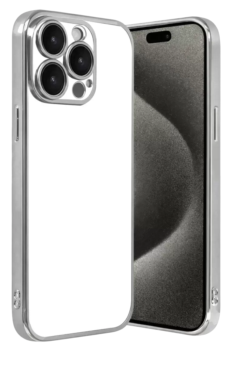 Newface Apple İphone 15 Pro Max Razer Lensli Silikon - Gümüş