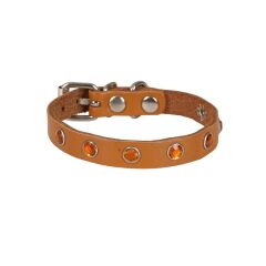 Doggie Taşlı Kedi ve Yavru Köpek Tasması 1,5x29 cm Kamel XLarge