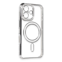 İphone 16 Kılıf Joke Simli Magneticsafe Kılıf - Gri