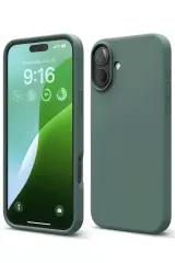 Newface İphone 16 Plus Kılıf Nano İçi Kadife Silikon - Koyu Yeşil
