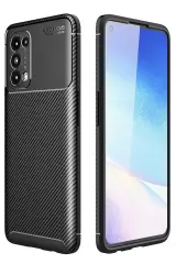 Newface Oppo Reno 5 Kılıf Auto Focus Karbon Kapak - Siyah