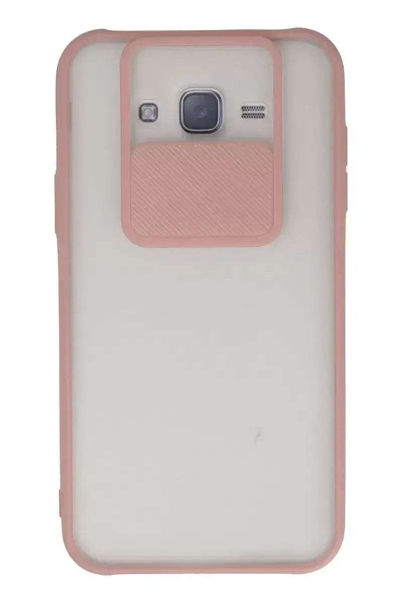 Newface Samsung Galaxy J7 Kılıf Palm Buzlu Kamera Sürgülü Silikon - Pembe
