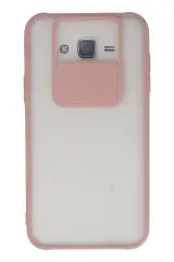 Newface Samsung Galaxy J7 Kılıf Palm Buzlu Kamera Sürgülü Silikon - Pembe