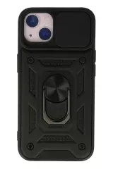 Newface Apple İphone 15 Kılıf Pars Lens Yüzüklü Silikon - Siyah