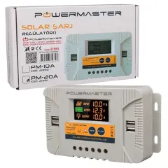 Powermaster Pm-20a 12v-24v 20a 4 Usb'li Dijital Otomatik Solar Şarj Regülatörü