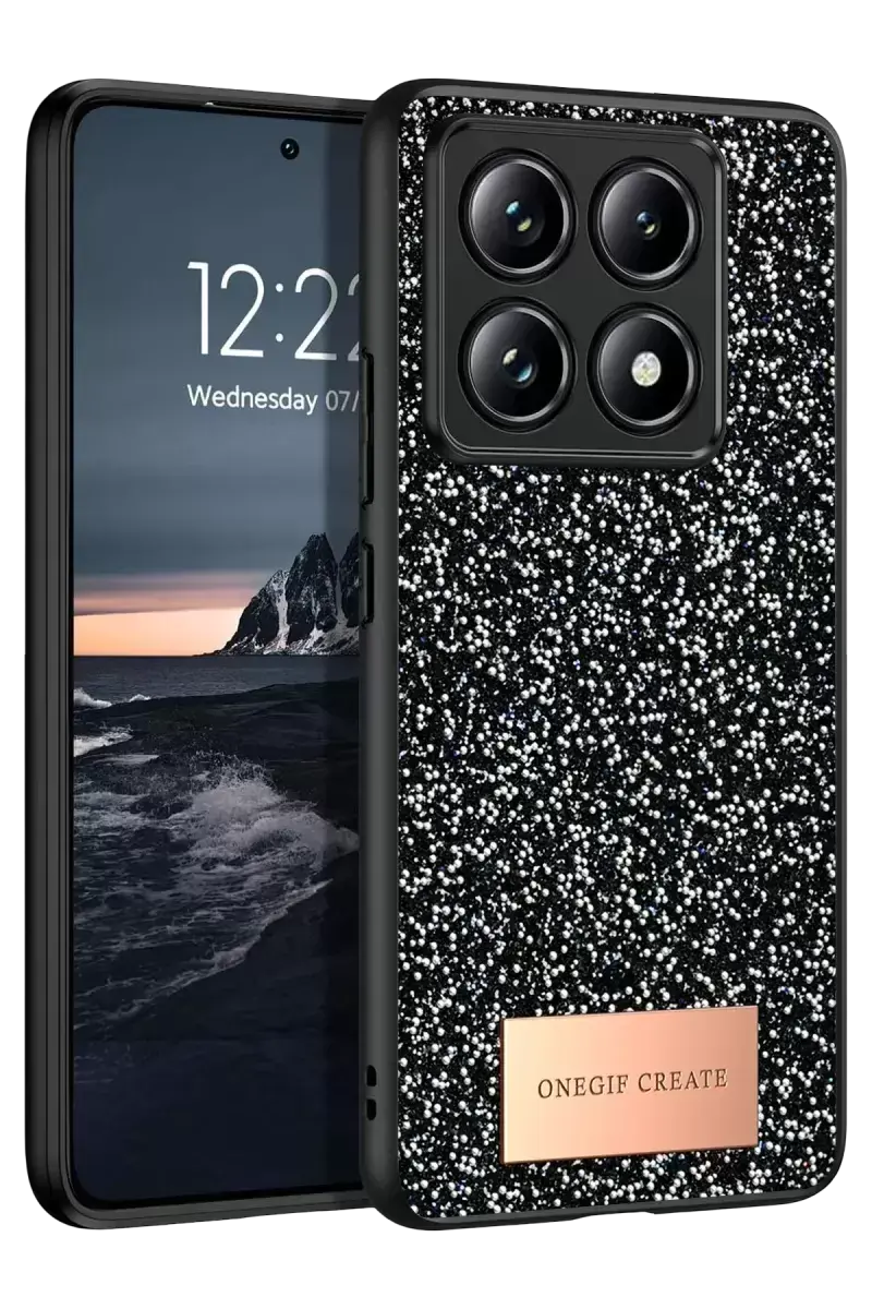 Onegif Xiaomi Mi 14t Pro Bright Simli Kapak - Siyah