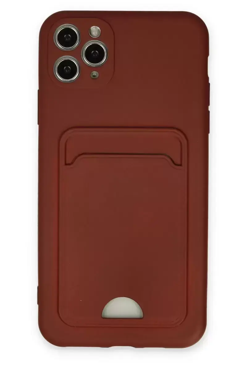 Newface Apple İphone 11 Pro Max Kılıf Kelvin Kartvizitli Silikon - Bordo