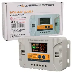 Powermaster Pm-40a 12 Volt - 24 Volt - 40 Amper 4 Usb'lı Dijital Otomatik Solar Şarj Kontrol Regülatörü