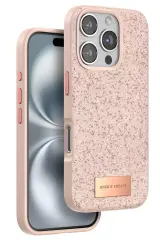 Onegif Apple İphone 16 Pro Max Bright Simli Kapak - Pembe