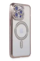 Newface İphone 15 Pro Kılıf Joke Simli Magneticsafe Kılıf - Pembe