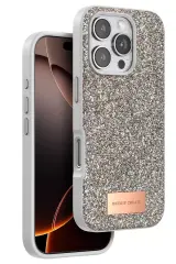 Onegif Apple İphone 16 Pro Max Bright Simli Kapak - Çöl Titanyum