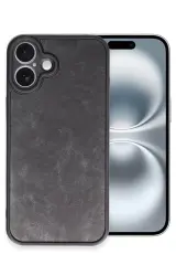 Newface İphone 16 Plus Kılıf Aras Deri Kapak - Siyah