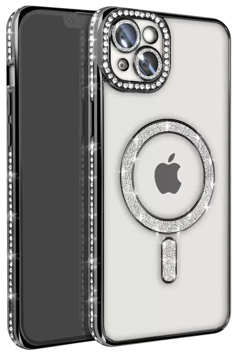 Newface Apple İphone 15 Kılıf Joke Simli Magneticsafe Kılıf - Siyah